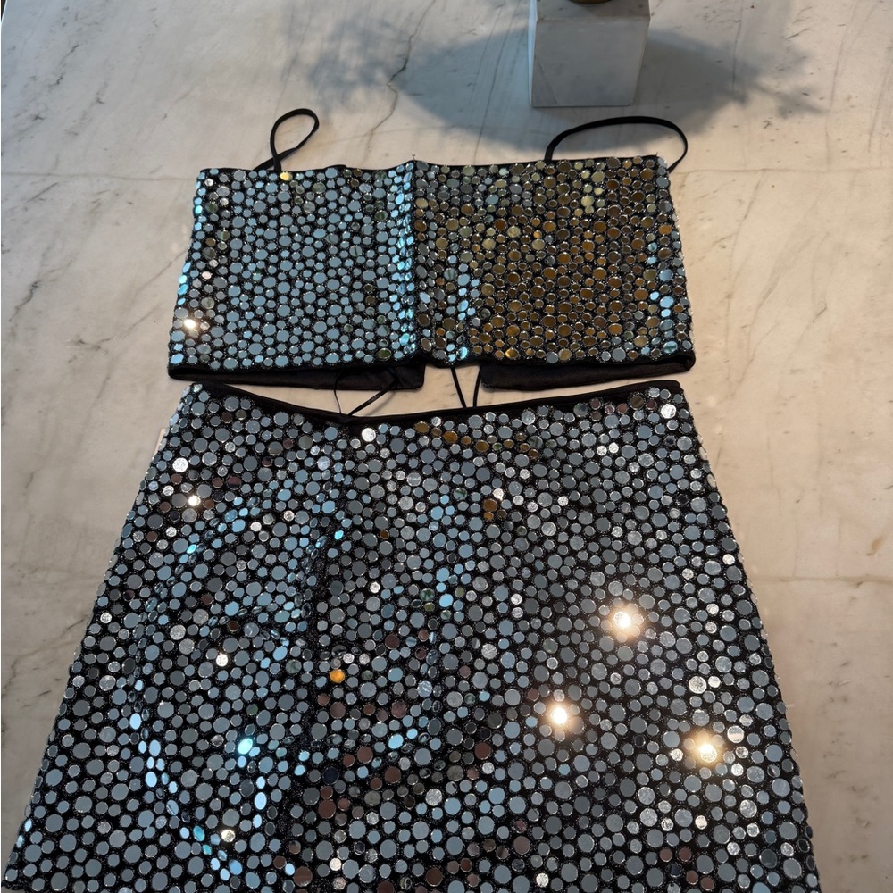 Crystal top and skirt- mango never worn